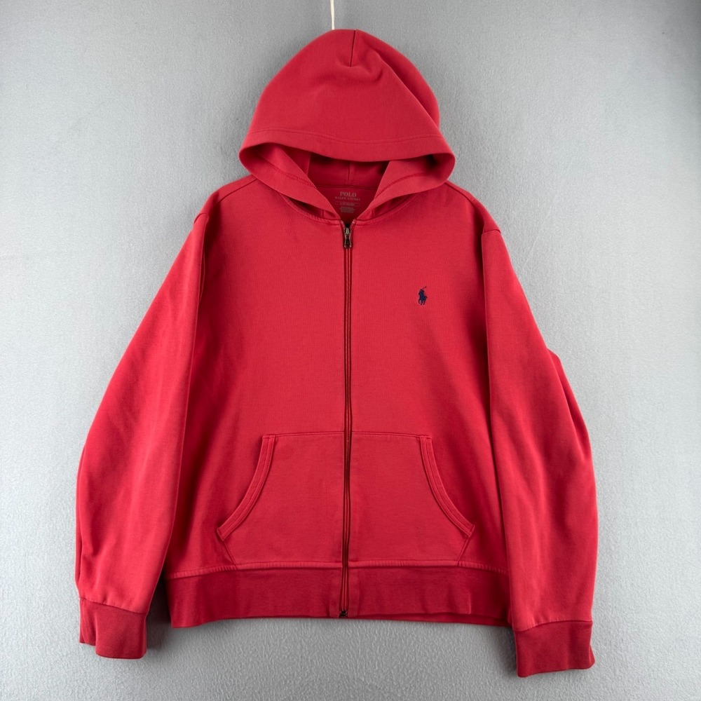 Polo Ralph Lauren Hodie Mens Large Pink Full Zip Sweatshirt
